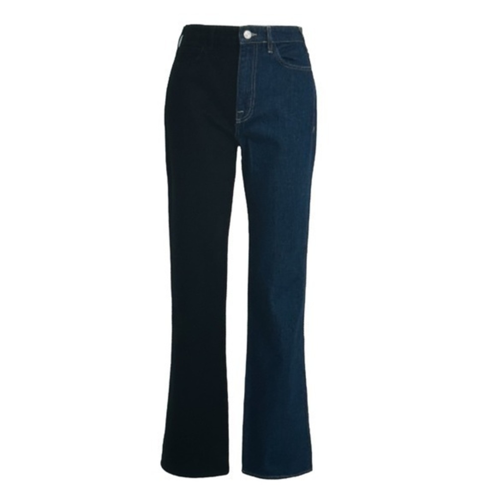 FRAME BLUE LE JANE TWO TONE HIGH RISE STRAIGHT LEG JEANS SIZE 26 EUC #3179